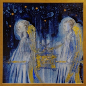 Angels with ark at night